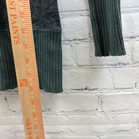 FREE PEOPLE Small Long Sleeve SNAP Up Green Knit Women Shirt Top Ribbed‎ - Picture 4 of 12
